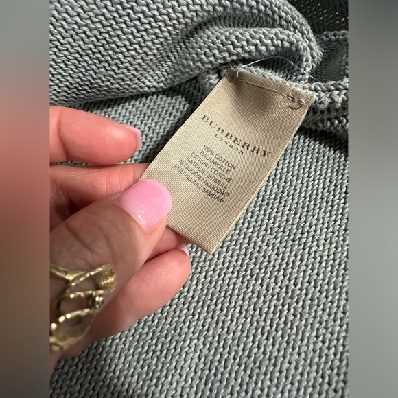 Burberry Knit 100% Cotton Nova Check Sweater Snap Turtleneck Size Small EUC - Picture 11 of 13